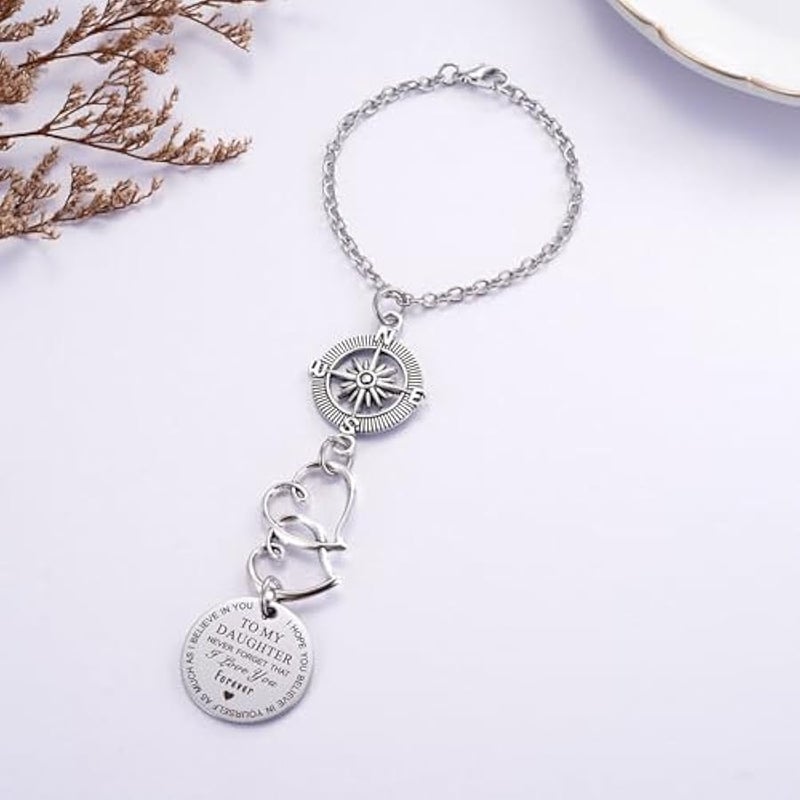 Arabest To My Daughter Compass Car Charm, I Hope You Believe In Yourself As Much As I Believe In You Car Charm, Rear View Mirror Car Charm for Daughter Birthday Graduation - Image 2